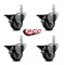 Service Caster 3'' Gray Poly Wheel Swivel 3/4'' Square Stem Caster Set with Brake, 4PK SCC-SQ20S314-PPUB-GRY-PLB-34-4 - alternate 3
